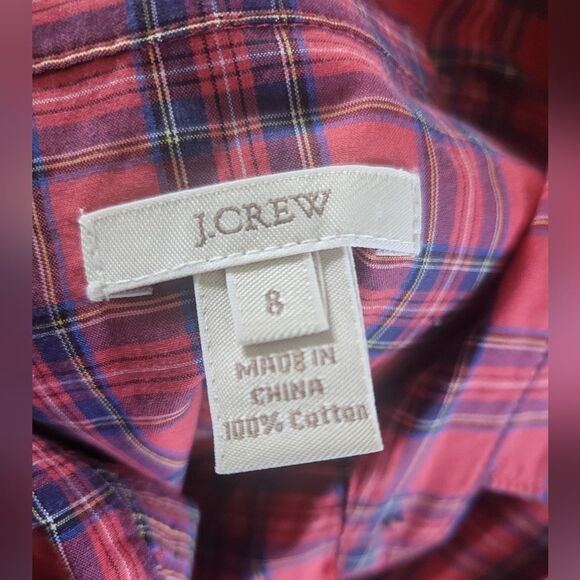 J. Crew Women's Red Plaid Button Down Shirt, size 8 - Picture 3 of 4